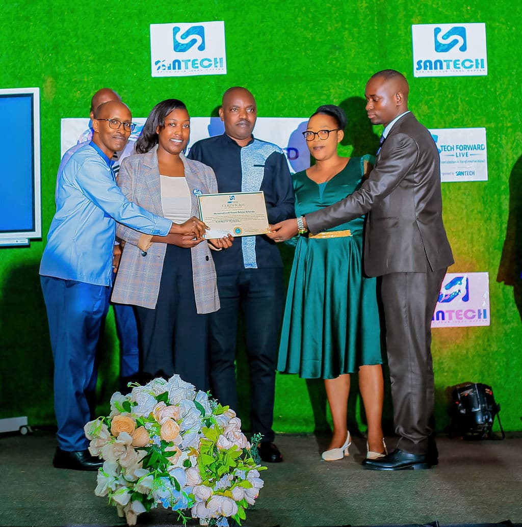 SAN TECH leadership presenting official graduation and recognition certificates